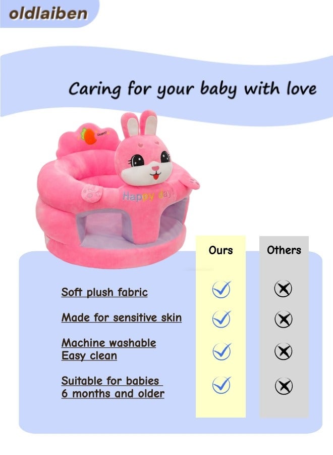 الدليبن مقعد دعم للجلوس للأطفال على شكل أريكة، مقعد أطفال قطيفة لطيف برسوم كرتونية، مقعد تعليمي للأطفال، مقعد أرضي مريح محمول للأطفال، هدية مثالية للأطفال الصغار لتعلم الجلوس (أرنب) - Image 5